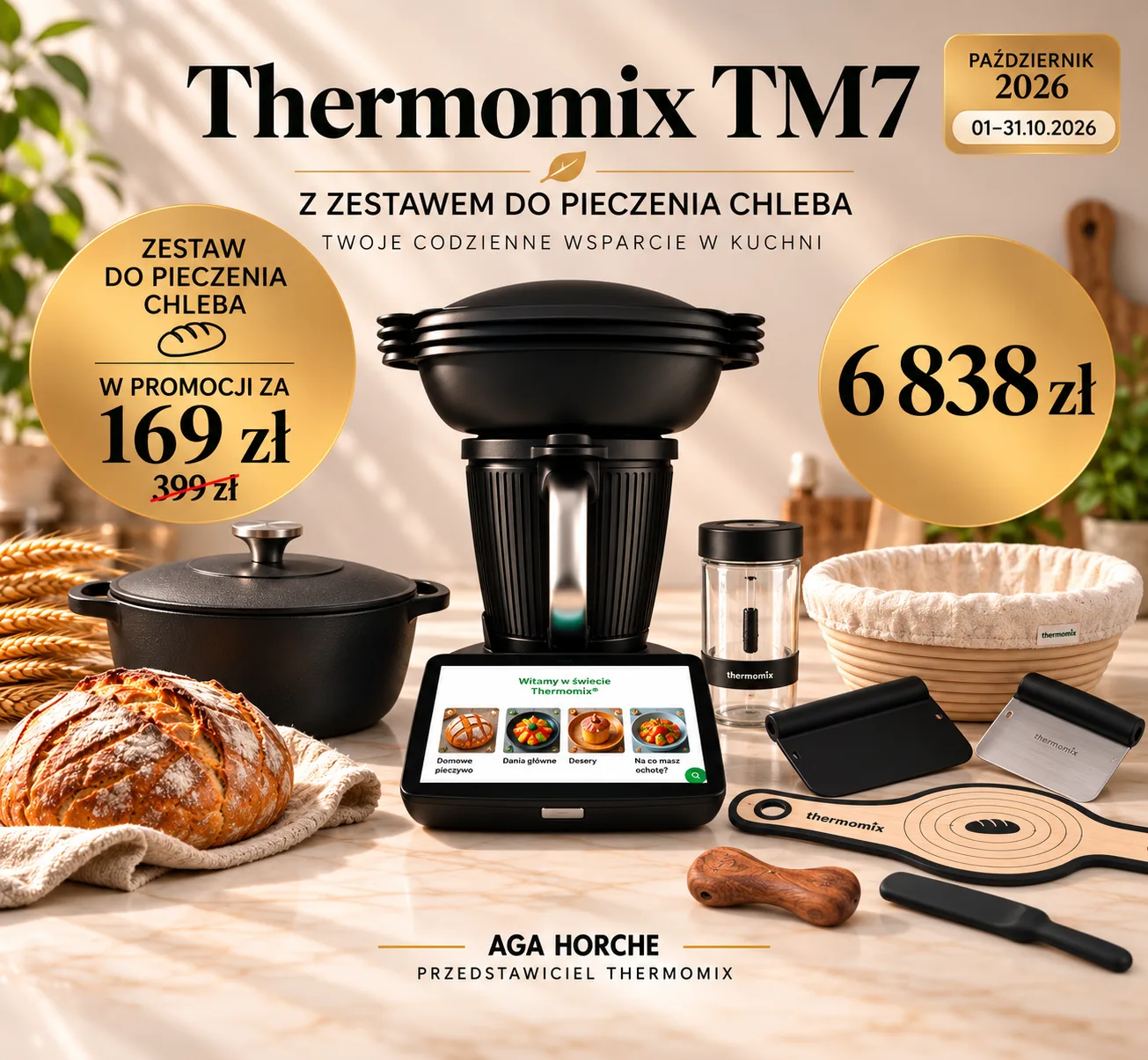 Thermomix TM7 z zestawem do pieczenia chleba – cena 6 838 zł, oferta październik 2026
